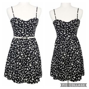 Pearl By Georgina Chapman of Marchesa Black White Stars Mini Strap Dress Size 2
